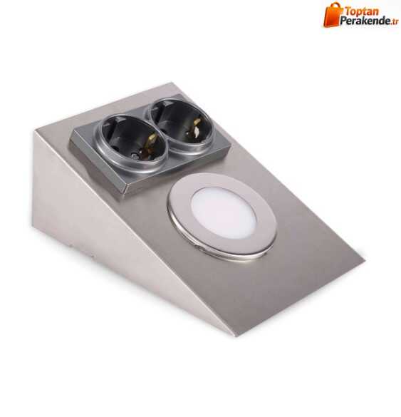 ACK AH11-00204 2,5W Ledli Prizli Tezgah Altı Armatür Satin Kasa 3000K Günışığı
